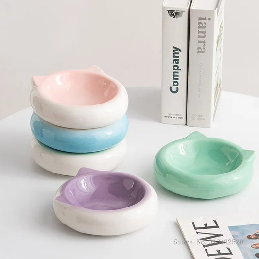 Gamelle Chat en Céramique – Bol Plat Forme Oreilles de Chat