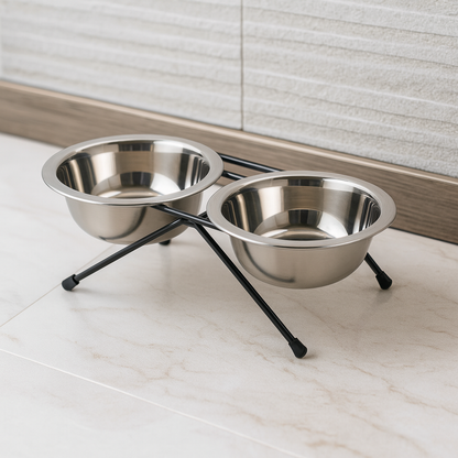 Gamelle Chien Chat Double Bol Inox Solide