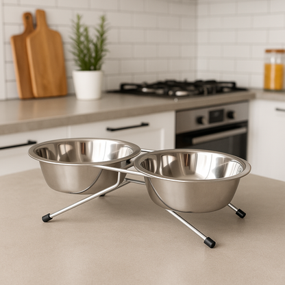 Gamelle Chien Chat Double Bol Inox Solide