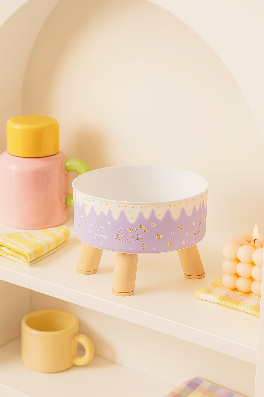 Gamelle Chien Chat Surélevée Motif Glace Cartoon