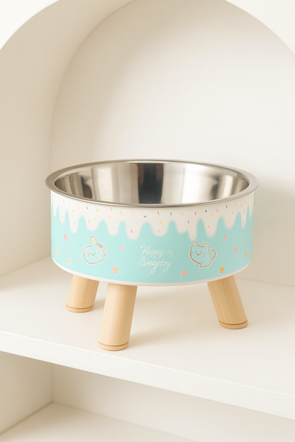 Gamelle Chien Chat Surélevée Motif Glace Cartoon