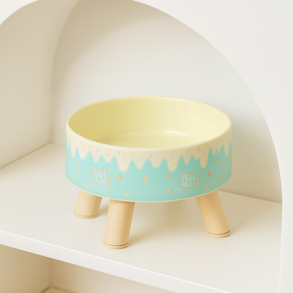 Gamelle Chien Chat Surélevée Motif Glace Cartoon