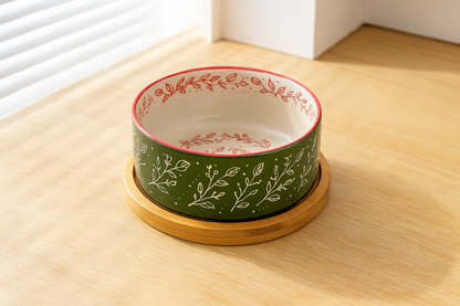 Gamelle Chien Céramique Avec Plateau Bambou