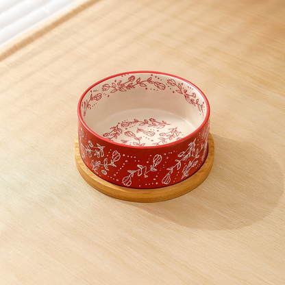 Gamelle Chien Céramique Avec Plateau Bambou