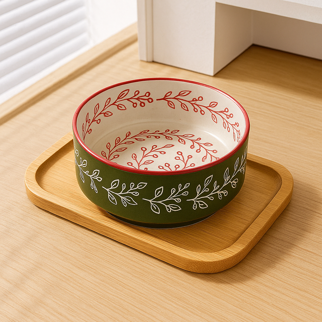 Gamelle Chien Céramique Avec Plateau Bambou