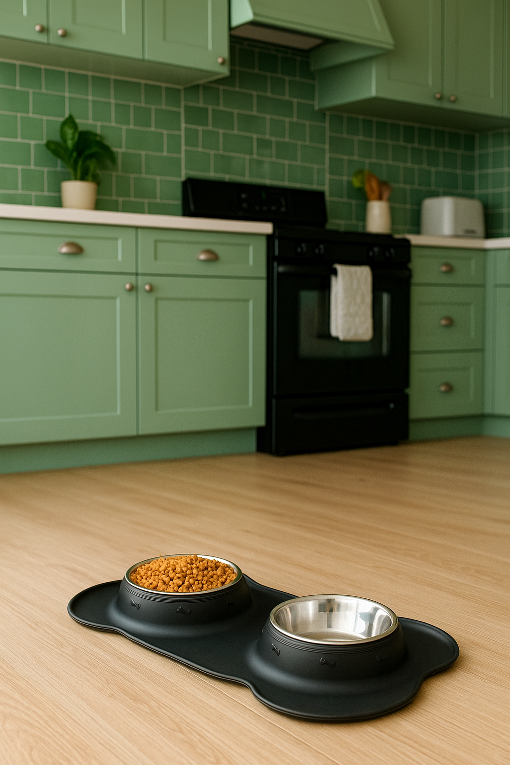 Gamelle Chien – Double Bol Inox Avec Tapis Antidérapant