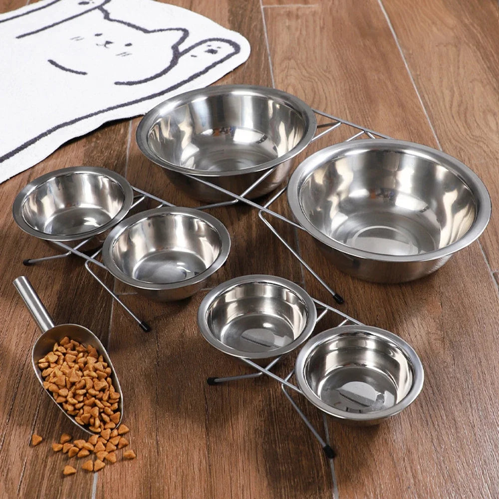 Gamelle Inox – Bol Double Solide Pour Chiens Et Chats