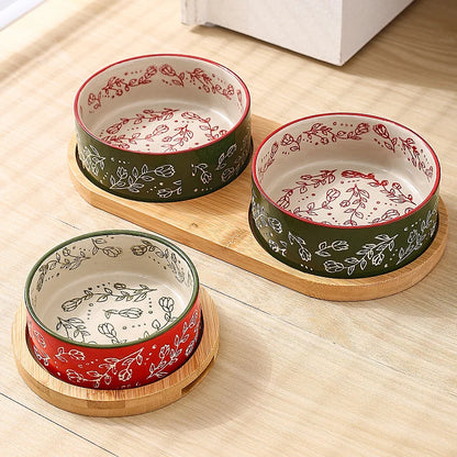 Gamelle Chien Céramique Avec Plateau Bambou