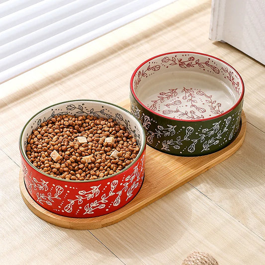 Gamelle Chien Céramique Avec Plateau Bambou