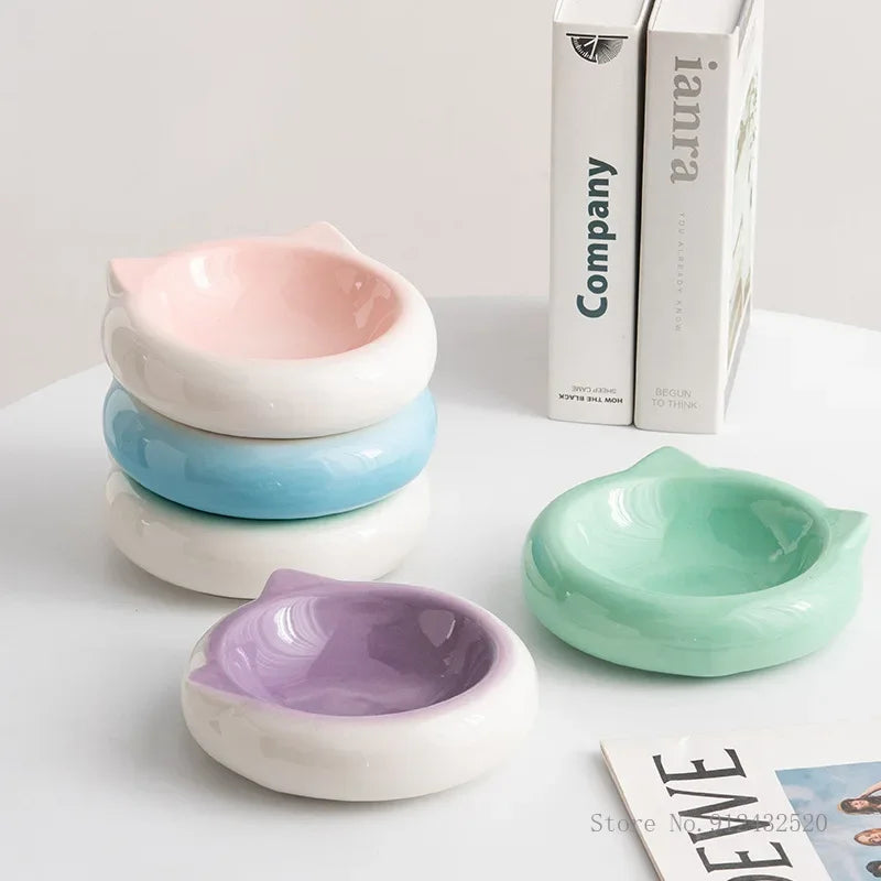 Gamelle Chat en Céramique – Bol Plat Forme Oreilles de Chat