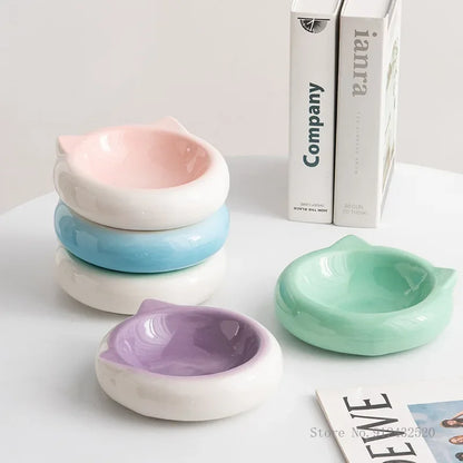 Gamelle Chat en Céramique – Bol Plat Forme Oreilles de Chat