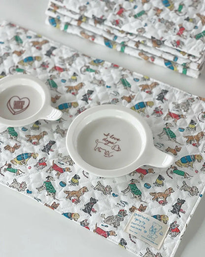 Tapis De Gamelle Chien Chat Décoratif Protection Sol