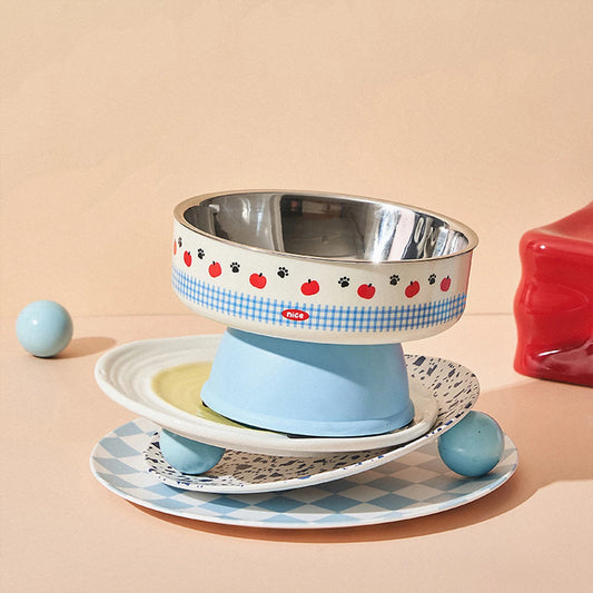 Gamelle Chien Chat Surélevée Inox Motif Cartoon