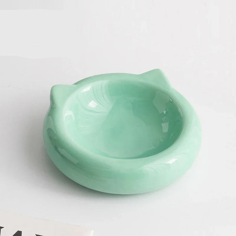Gamelle Chat en Céramique – Bol Plat Forme Oreilles de Chat
