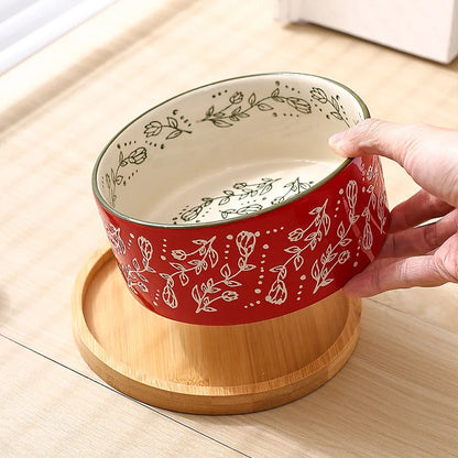 Gamelle Chien Céramique Avec Plateau Bambou